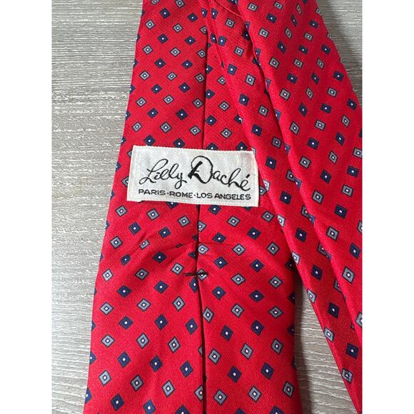 Lilly Dache - Paris Rome Los Angeles - Men’s Tie- Red W/ Multicolor Polka Dots - Picture 4 of 4